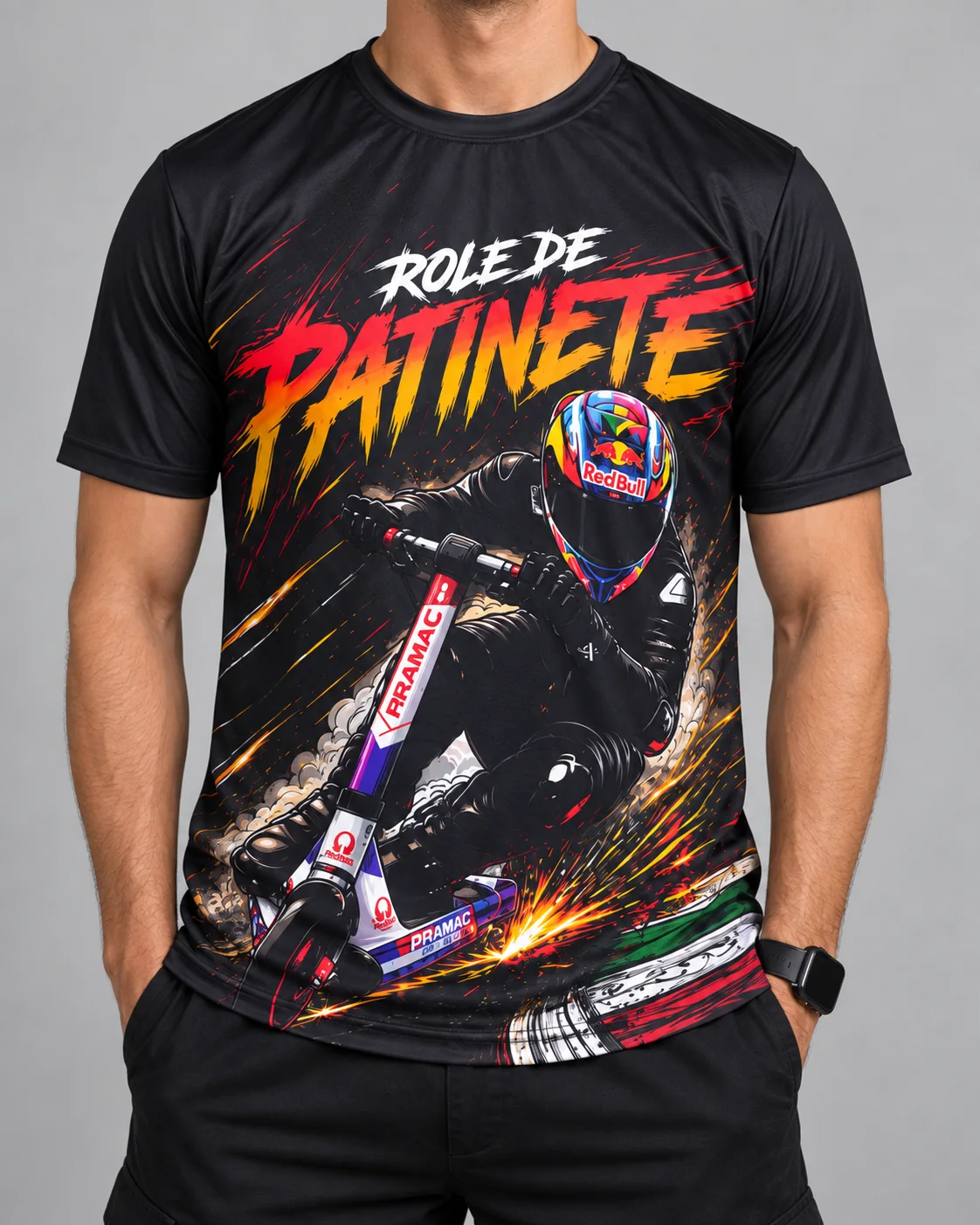 Camiseta preta com estampa grande personalizada pela Manik107