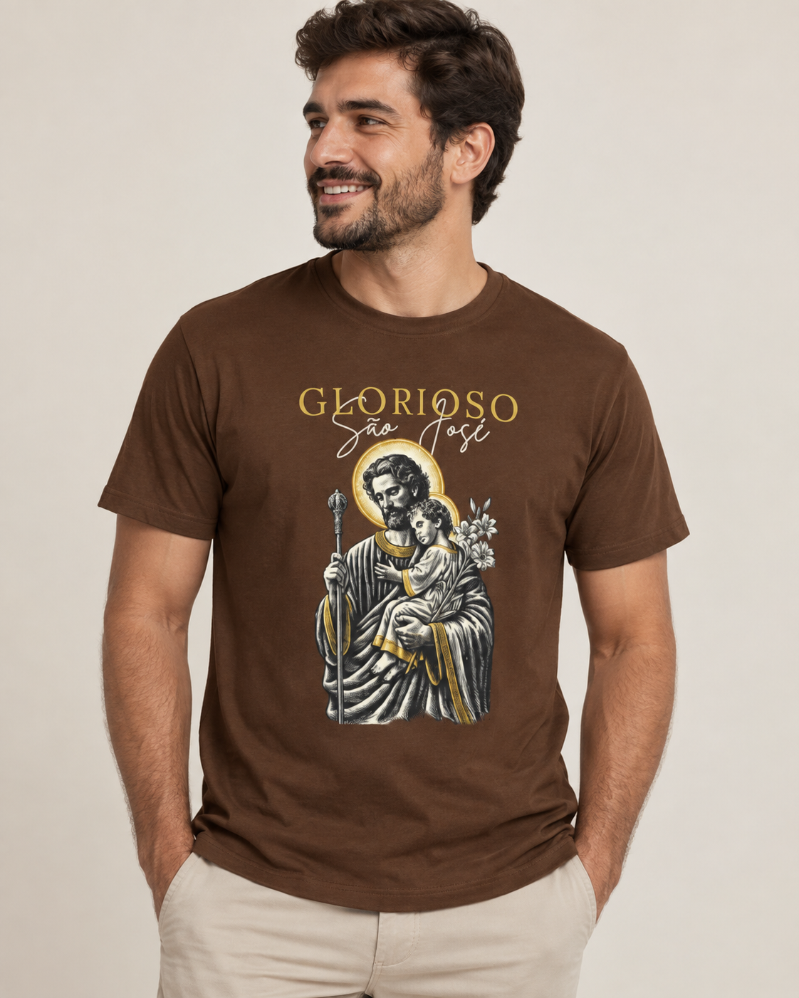 Camiseta marrom São José personalizada pela Manik107
